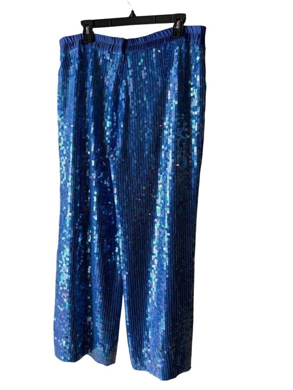 Vintage Womens Lined Sequin Pants Size 10 Elasticized Waist Blue Purple Glam